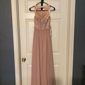 Dusty Rose formal dress. Lace detail on top with keyhole design in the back.